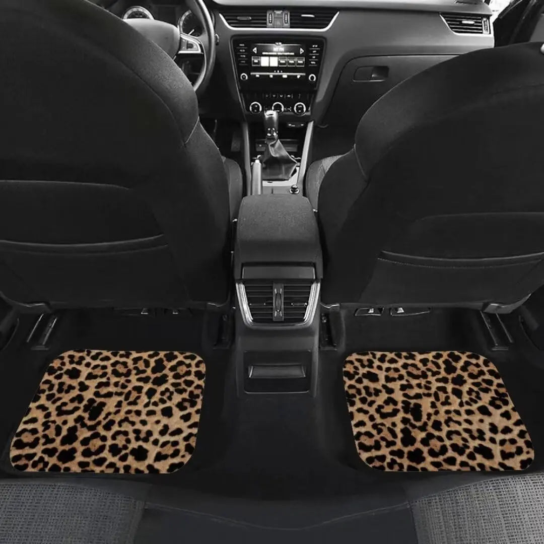 Leopard Print Car Floor Mats – 4-Piece All-Weather Universal Fit for SUVs, Limos & Trucks