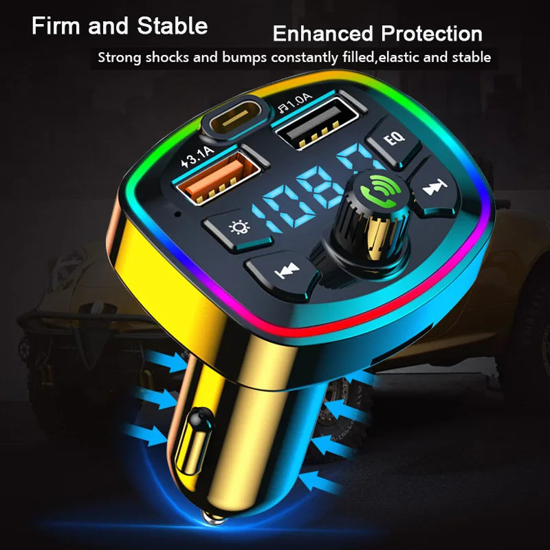 Car Bluetooth 5.0 FM Transmitter Wireless Adapter Mic Audio Receiver Auto MP3 Player 2.1A Dual USB Fast Charger Car Accessories