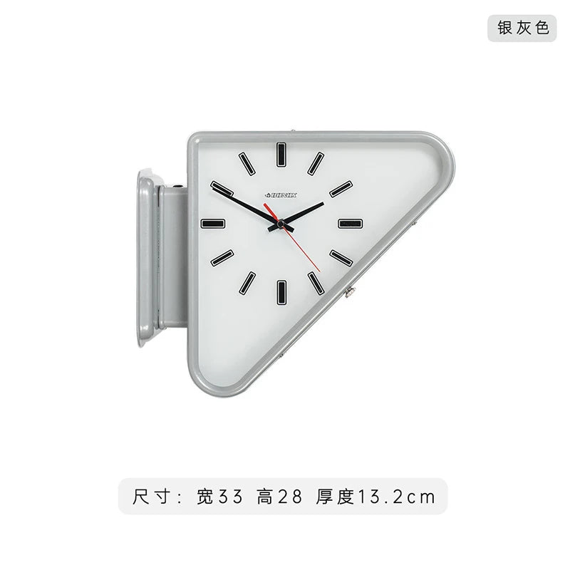 Modern Two-Sided Triangle Wall Clock – Silent Minimalist Design for Living Room