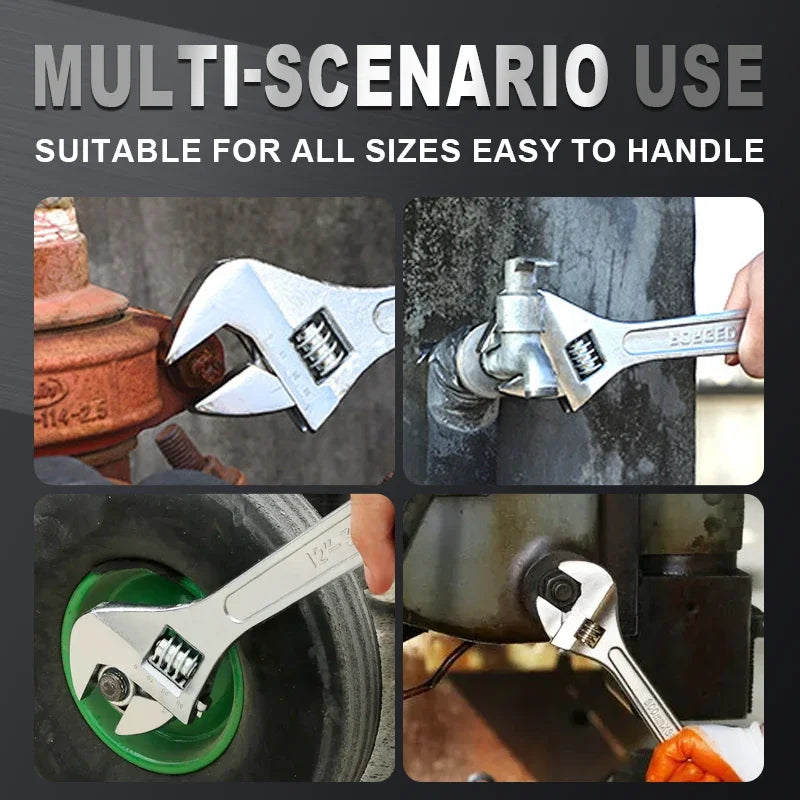 Adjustable Wrench – Large Opening Long Handle Universal Spanner CR-V Steel Workshop Tool