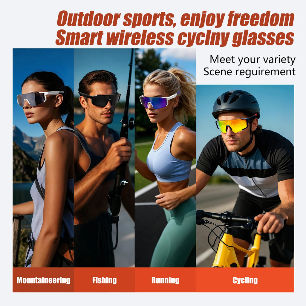 LIGE Smart Glasses Cycling Sport – 100+ Languages AI Translation, Bluetooth, Music, UV Protection
