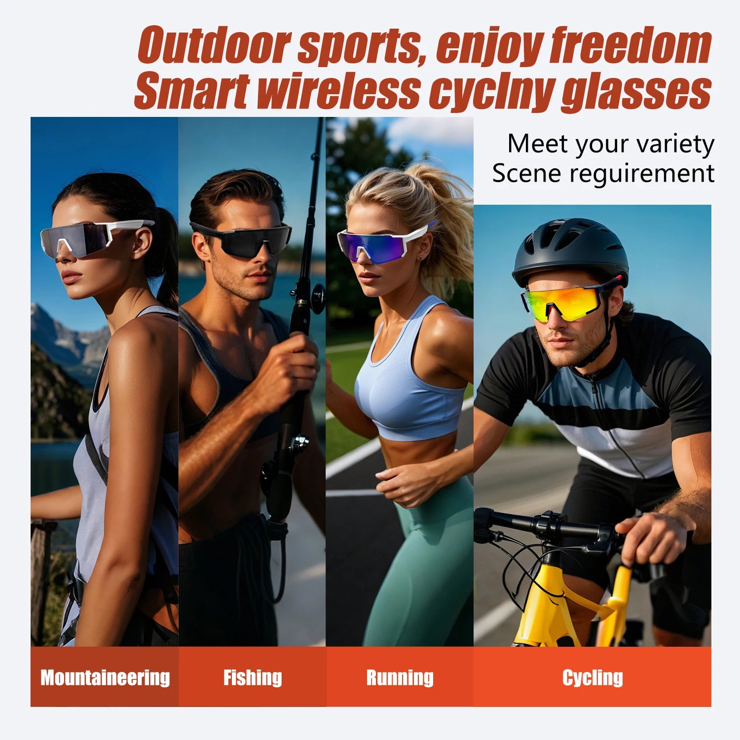 LIGE Smart Glasses Cycling Sport – 100+ Languages AI Translation, Bluetooth, Music, UV Protection