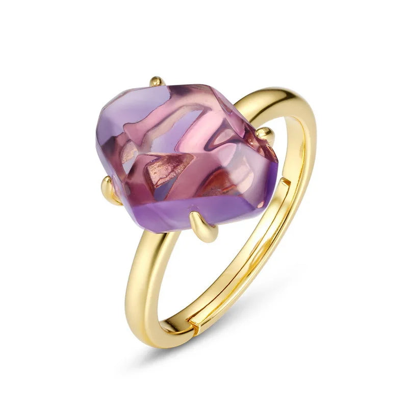 Certificated 925 Silver Natural Amethyst Necklace, Earring & Ring Set – Oval Irregular Real Stone Bezel Setting