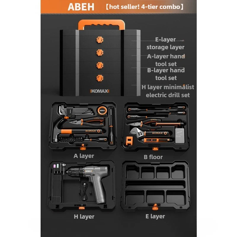 Household Toolbox Set Multi-functional Hand Tool Sets Portable Hardware Woodworking Electrician Toolkit Vehicle Repair Tools