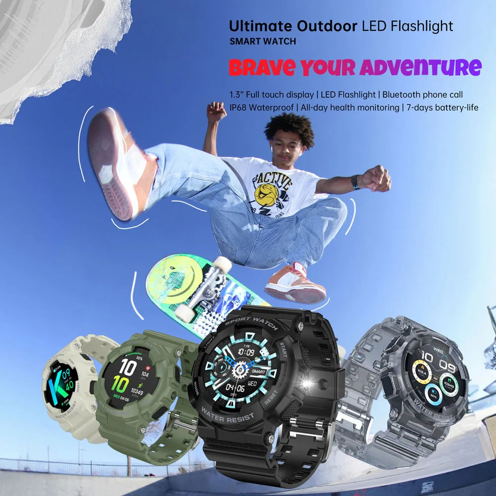 2026  Smart Watch Original Design IP68 Waterproof Bluetooth Call Health Monitor 100+ Sports Modes Flashlight