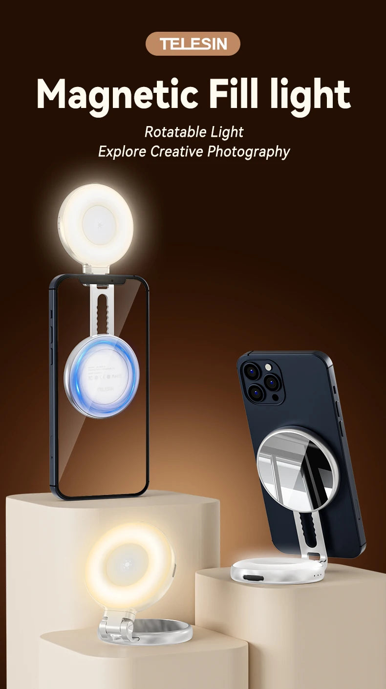 TELESIN Magnetic Phone Grip with Bluetooth Remote – iPhone & Android Compatible