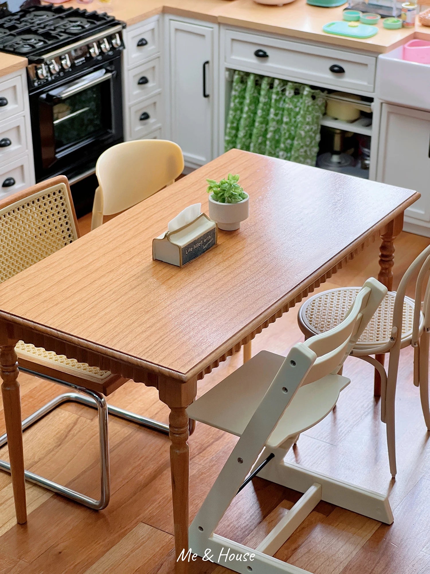 1:6 Dollhouse Miniature Dining Table – Vintage Mini Furniture