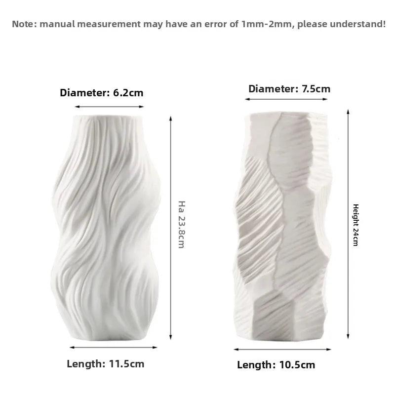 Simple European home decor ornaments, white ceramic vases, living room wine cabinets, dried flower crafts, flower utensils