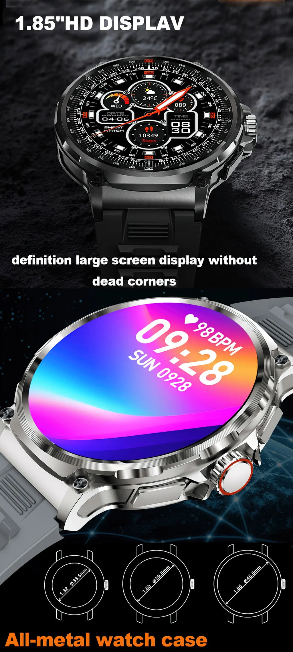 2026 New SmartWatch Men 1.85-Inch HD Sports Bluetooth Call GPS Sports Fitness Tracker Heart Monitor 710mAh Waterproof For Gift