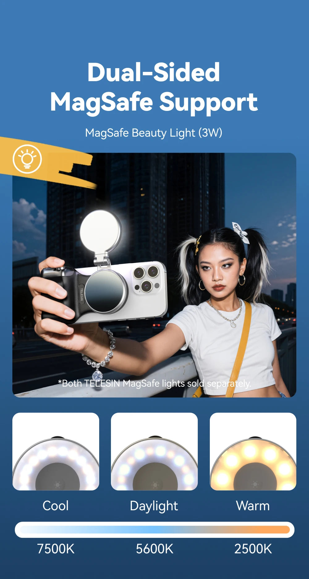 TELESIN Magnetic Phone Grip with Bluetooth Remote – iPhone & Android Compatible