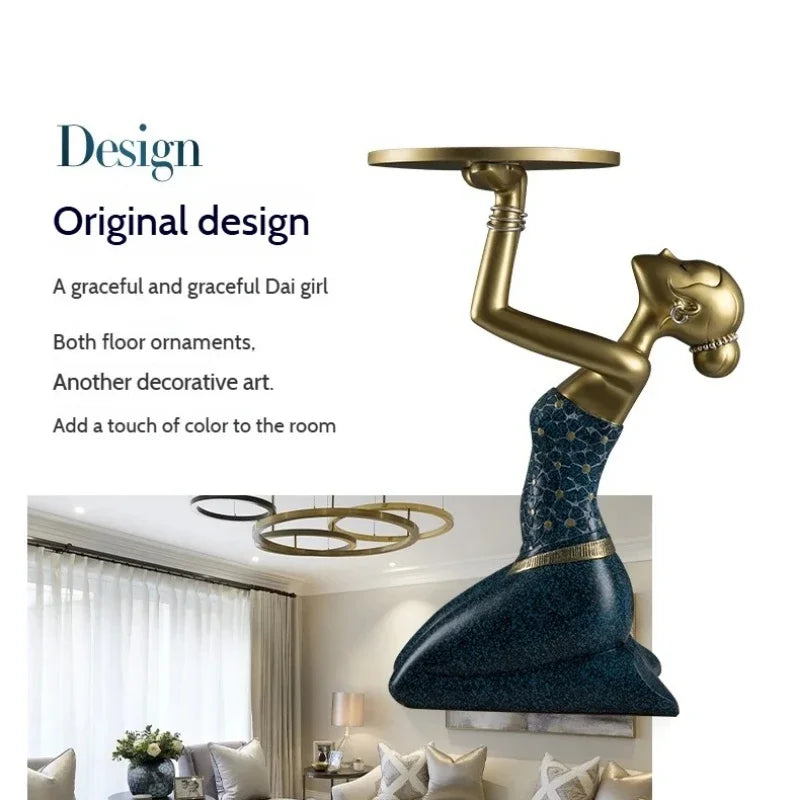 Luxury Gold Resin Coffee Table – Modern Sofa Side Table for Living Room