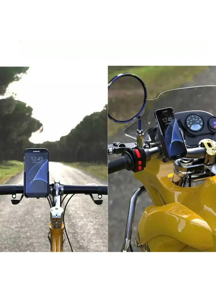 Motorcycle Bike Phone Stand Holder 360 Rotatable Handlebar Aluminum Alloy Phone Holder Rearview Mirror Mobile Cell Phone Bracke