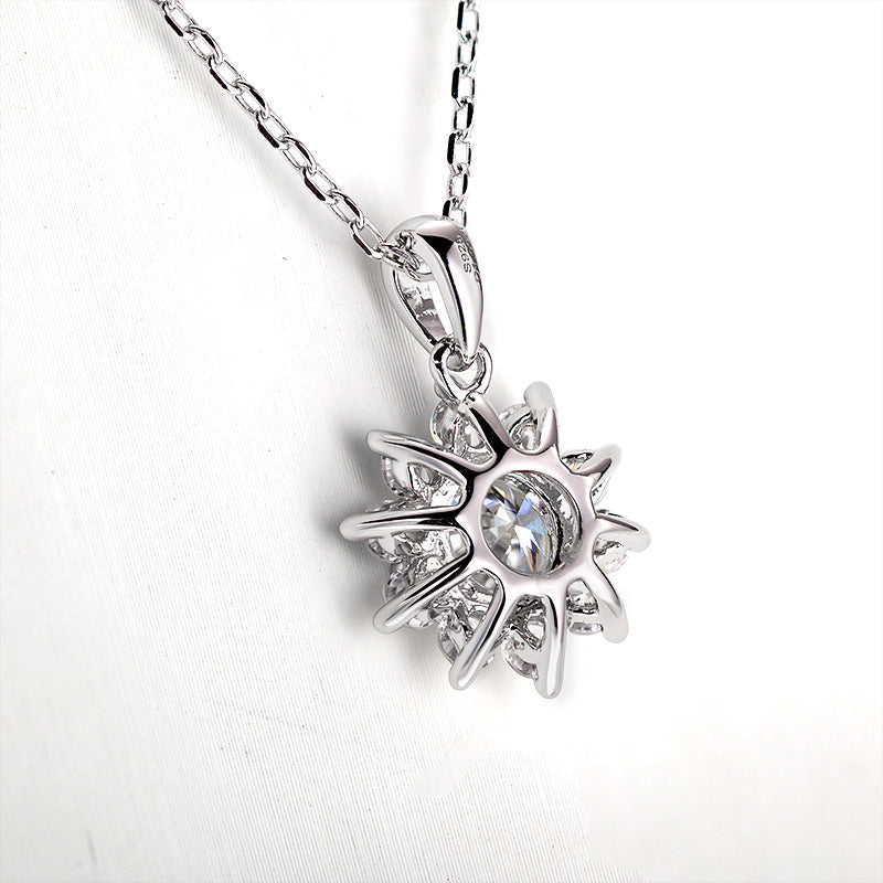 925 Silver Necklace With Real D Color Moissanite 1 Carat Round Shape best gift wedding jewelry