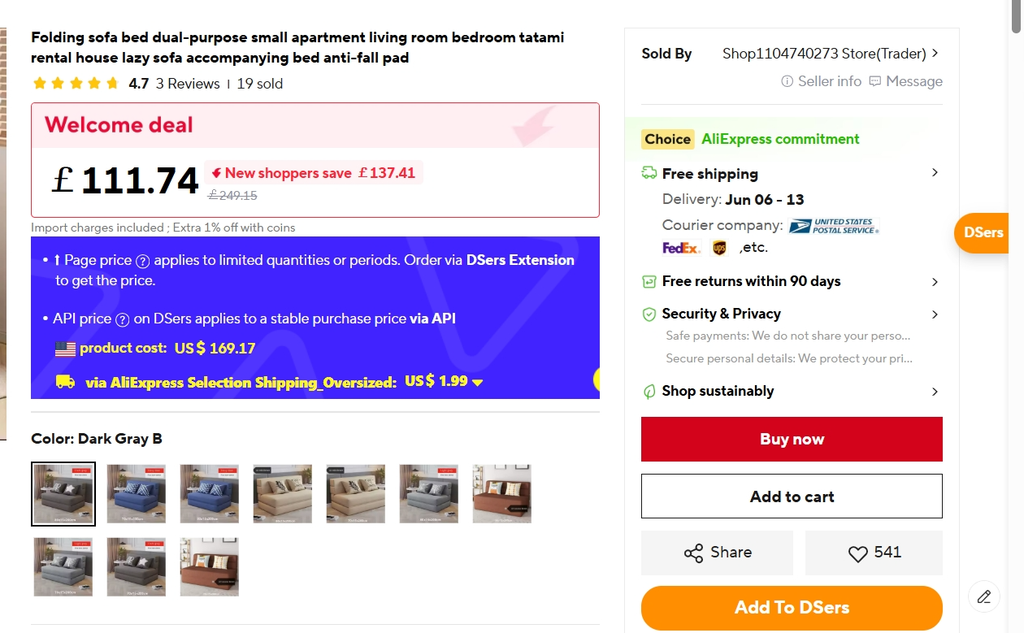 Folding Sofa Bed – Dual-Purpose Lazy Sofa with Anti-Fall Pad for Living Room & Bedroom