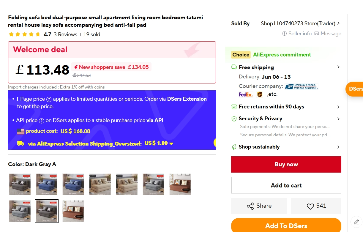 Folding Sofa Bed – Dual-Purpose Lazy Sofa with Anti-Fall Pad for Living Room & Bedroom
