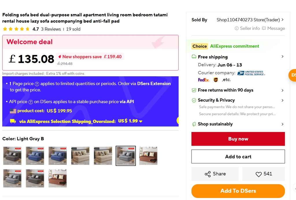 Folding Sofa Bed – Dual-Purpose Lazy Sofa with Anti-Fall Pad for Living Room & Bedroom