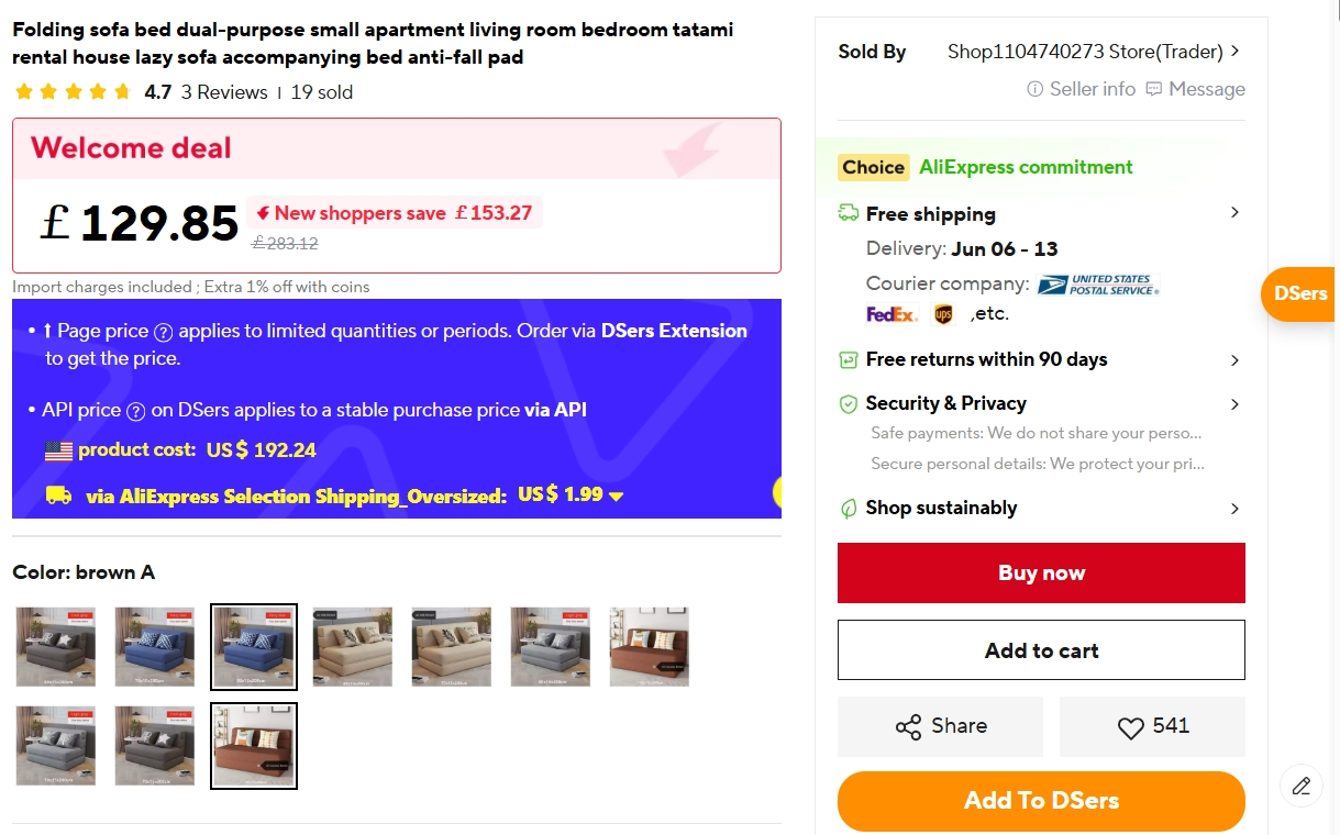 Folding Sofa Bed – Dual-Purpose Lazy Sofa with Anti-Fall Pad for Living Room & Bedroom